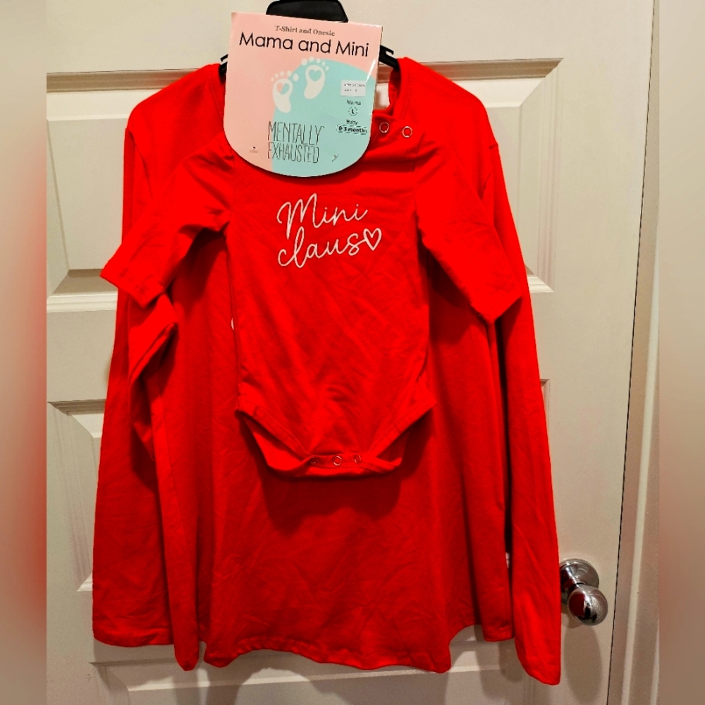 Women's Mama and Mini T-Shirt and Onesie Set, Size Large/0-3 Months